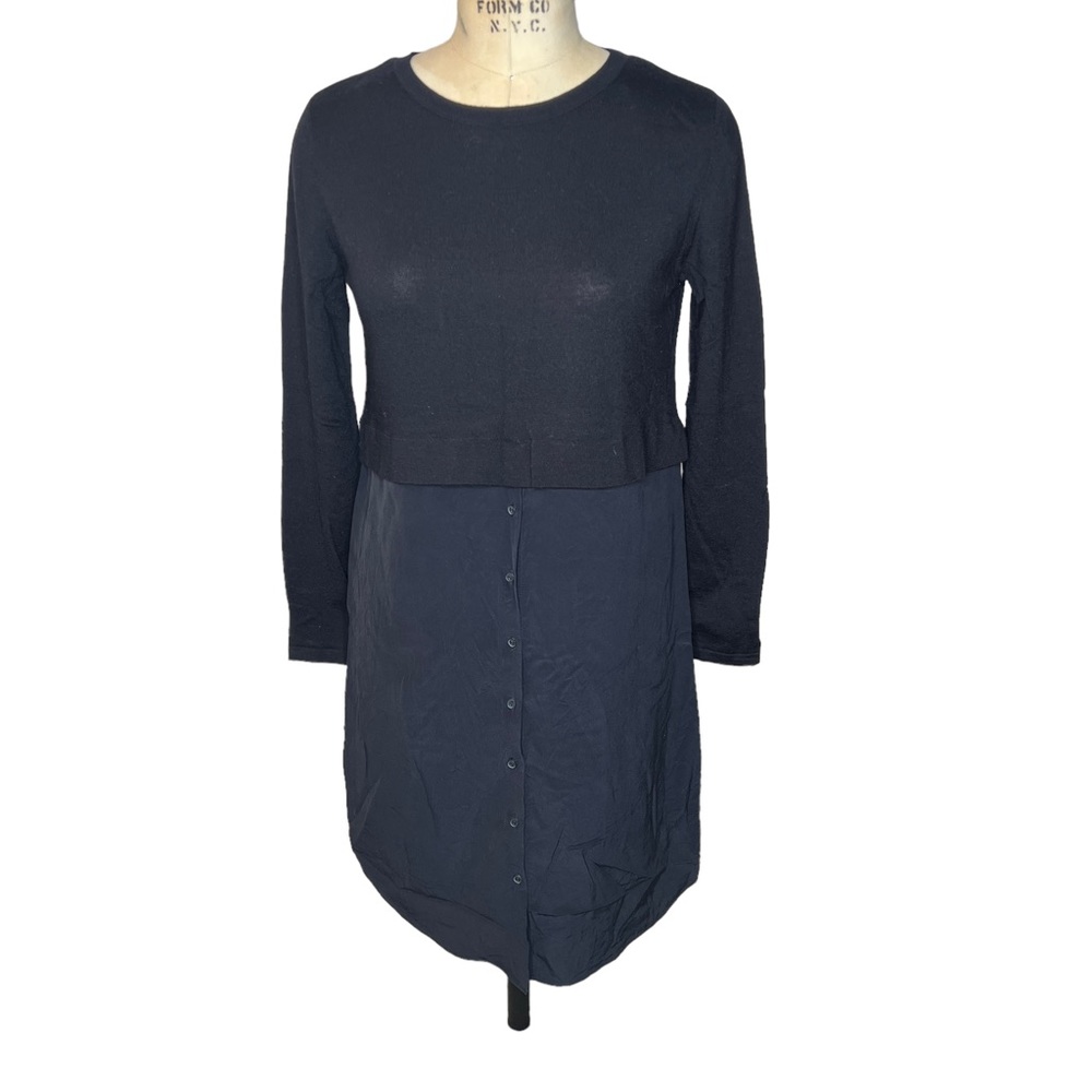 COS dark blue wool blend blouse